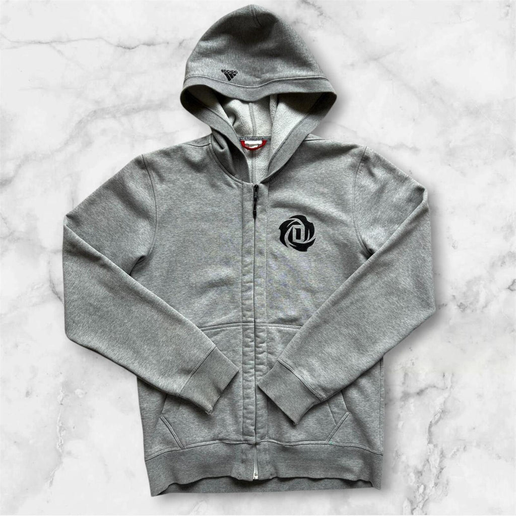 Adidas Derrick Rose Grey Hoodie Full Zip Waffle Fleece Men’s Medium