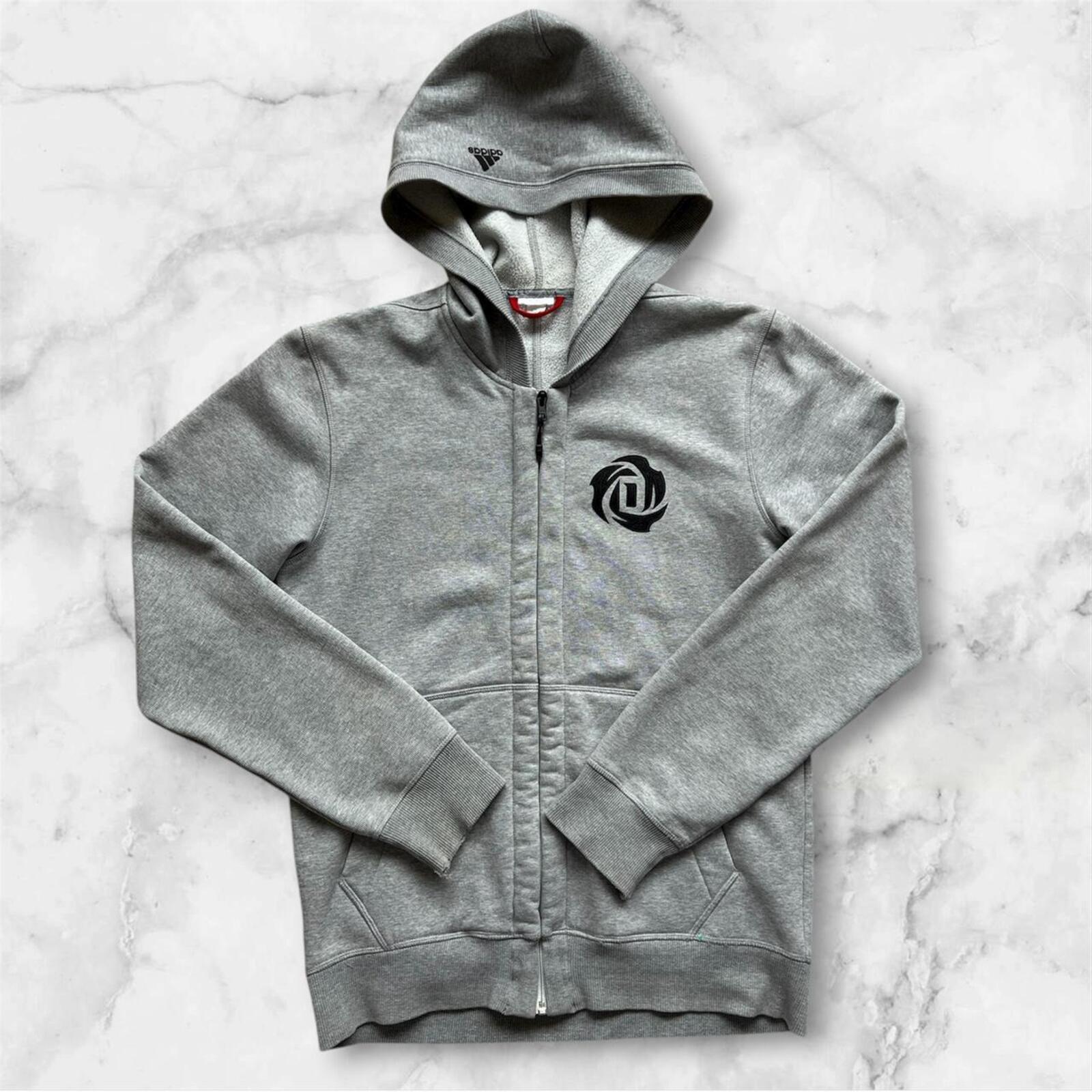 Adidas Derrick Rose Grey Hoodie Full Zip Waffle Fleece Men’s Medium