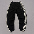 Vintage Adidas Originals Men's Black & White Striped Trefoil Logo Skater Y2K Track Pants Small