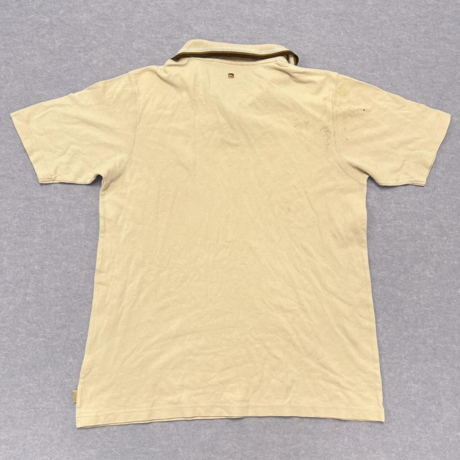 Vintage 90’s Quiksilver Surf Men's Cream Beige Tipped Polo Shirt Y2K Medium