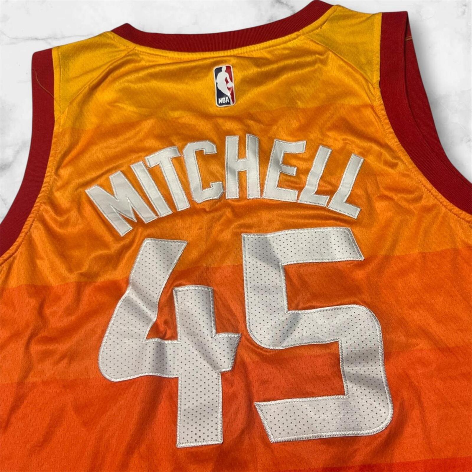 Nike Donovan Mitchell No.45 Utah Jazz Orange Gradient City Edition Jersey Men’s Size 50 (XL)