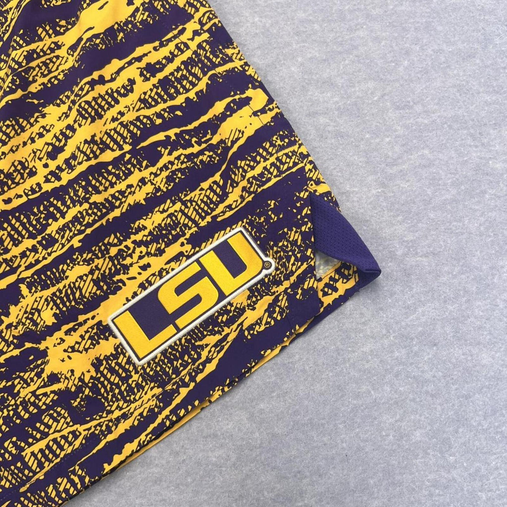 Nike LSU Tigers NCAA Yellow & Purple AOP Camouflage Sports Shorts Men’s Medium
