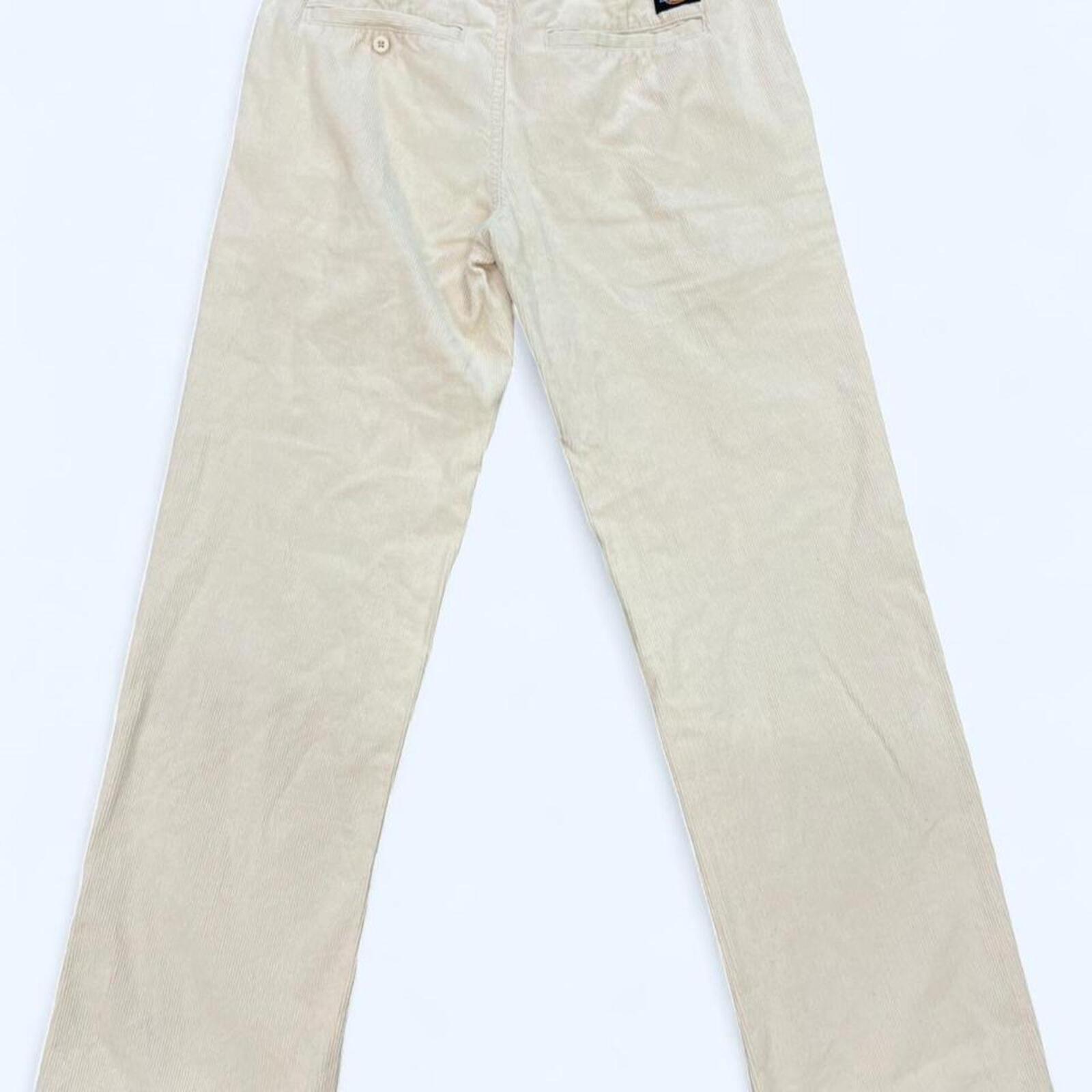 Dickies Men's Cream & White Corduroy Straight Leg 824 Trouser Pants Size 28