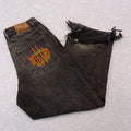 Vintage Butter Streetwear Very Baggy Spider Web Denim Charcoal Distressed Jeans Thrashed Hem Skater Men's W28"