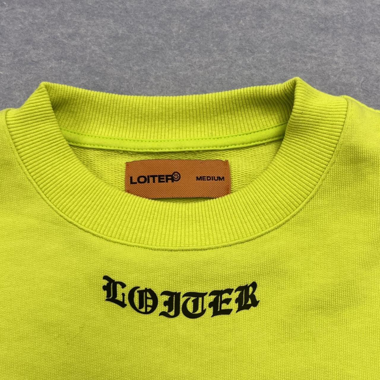 Loiter Culture Kings Streetwear Mens Neon Green Yellow Lightning Bolt Graphic Sweatshirt Medium
