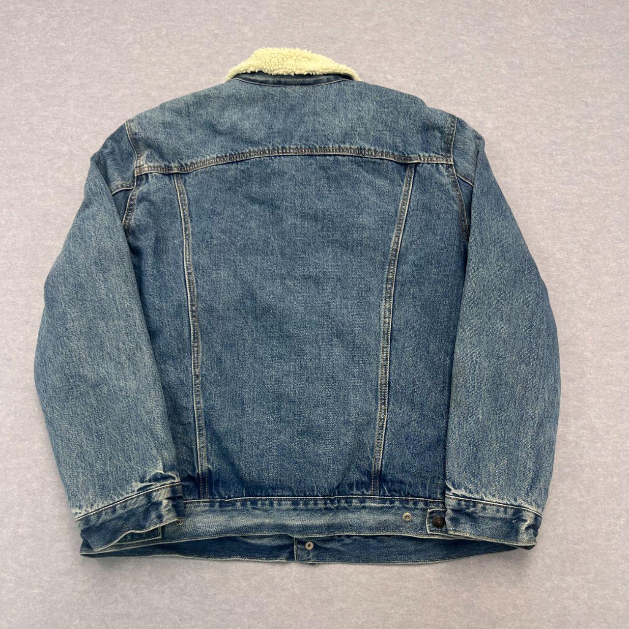 Vintage Levi's Sherpa Heavyweight Blue Washed Denim Trucker Jacket Men's XXL