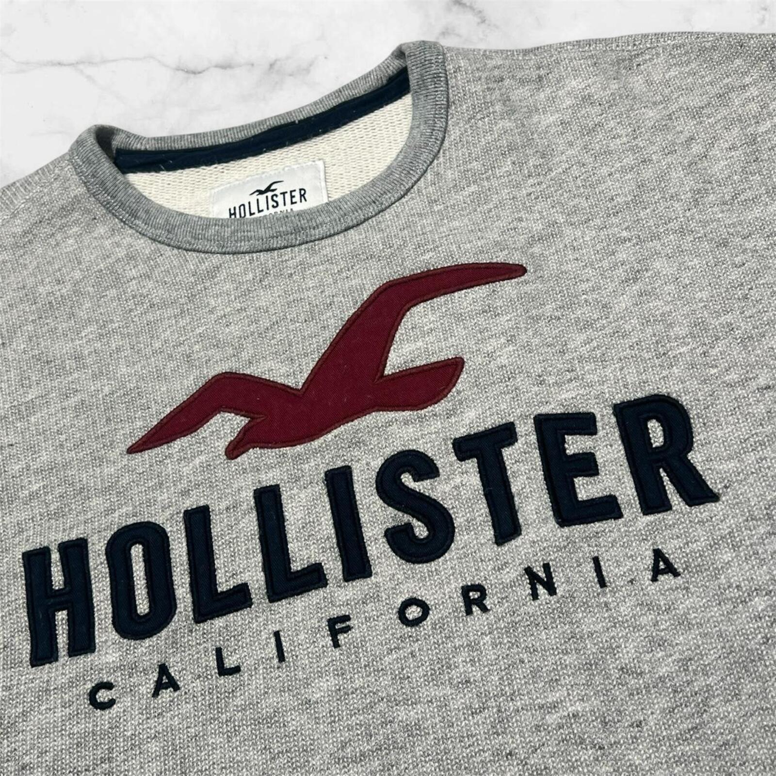 Vintage Hollister California Grey & Burgundy Embroidered Seagull Knit Sweater / Jumper Men’s Size Small