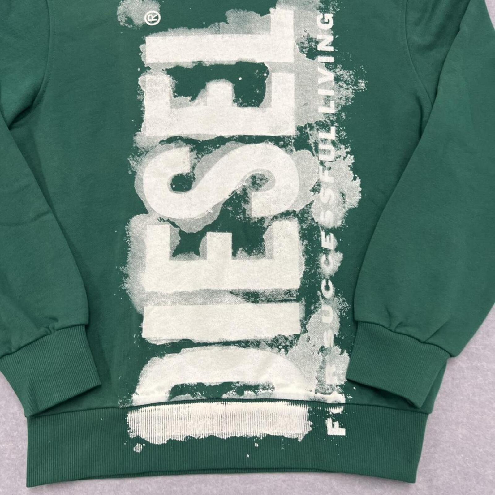 Vintage Diesel Streetwear Oversized Forrest Green SpellOut Graffiti Youth 14Y