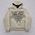 Vintage No Fear Dirt Rider Men's Grey Graphic Grunge Streetwear Hoodie Y2K Small
