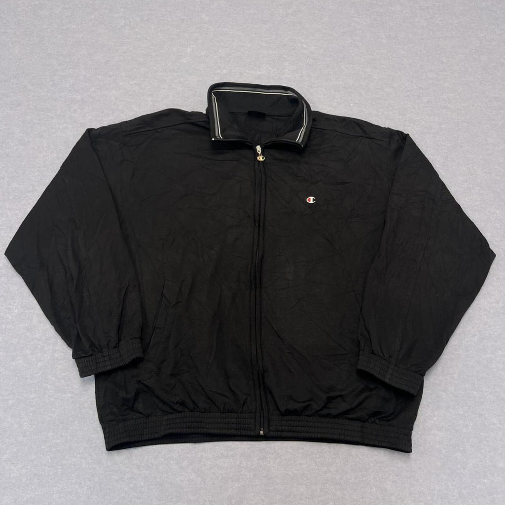 Vintage Champion USA Men's Black Windbreaker Track Jacket Y2K XL