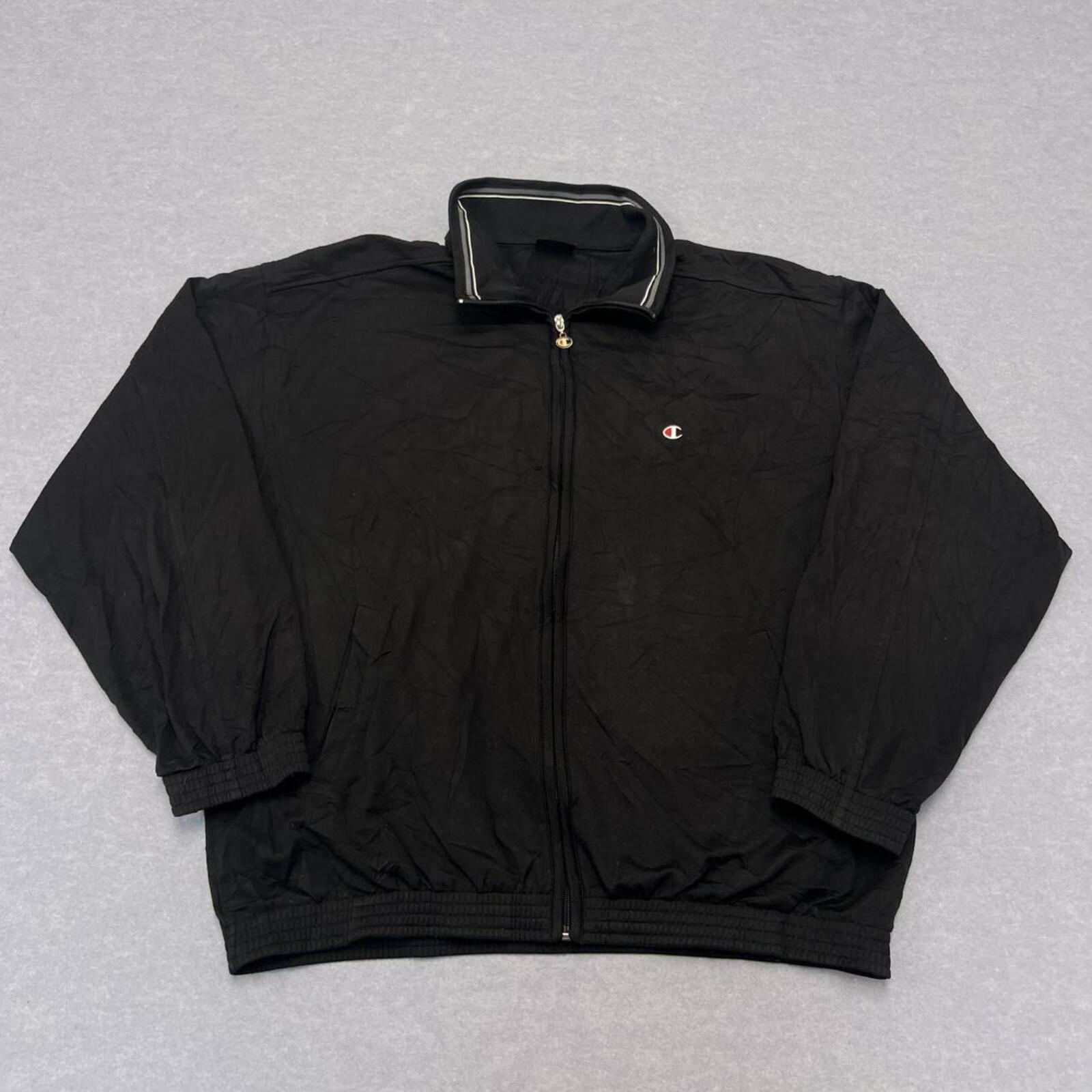 Vintage Champion USA Men's Black Windbreaker Track Jacket Y2K XL