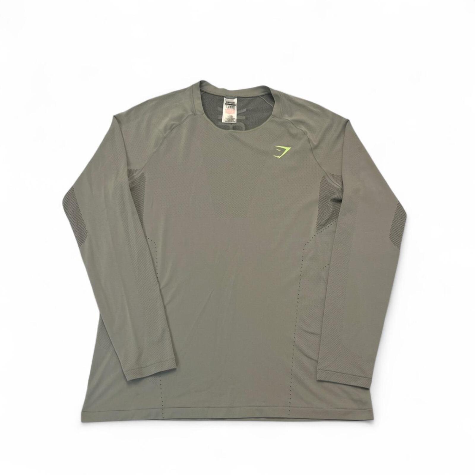 Gymshark Apex Men’s Smokey Grey Seamless Long Sleeve Compression Shirt Large