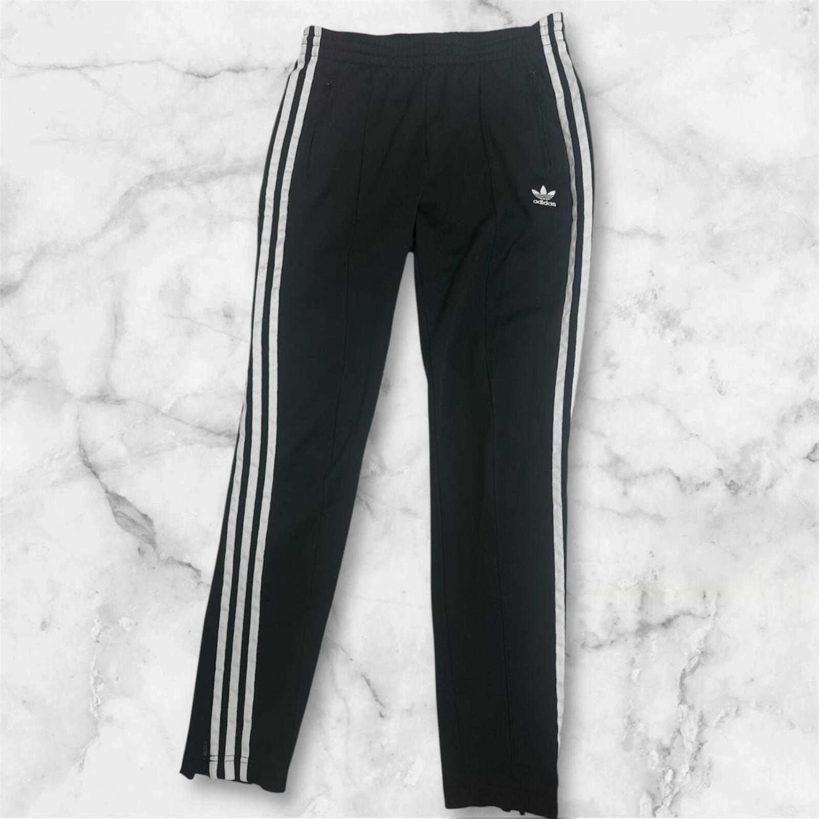 Vintage Adidas Originals Women's Black & White Striped Track Pants / Joggers Y2K Size 8