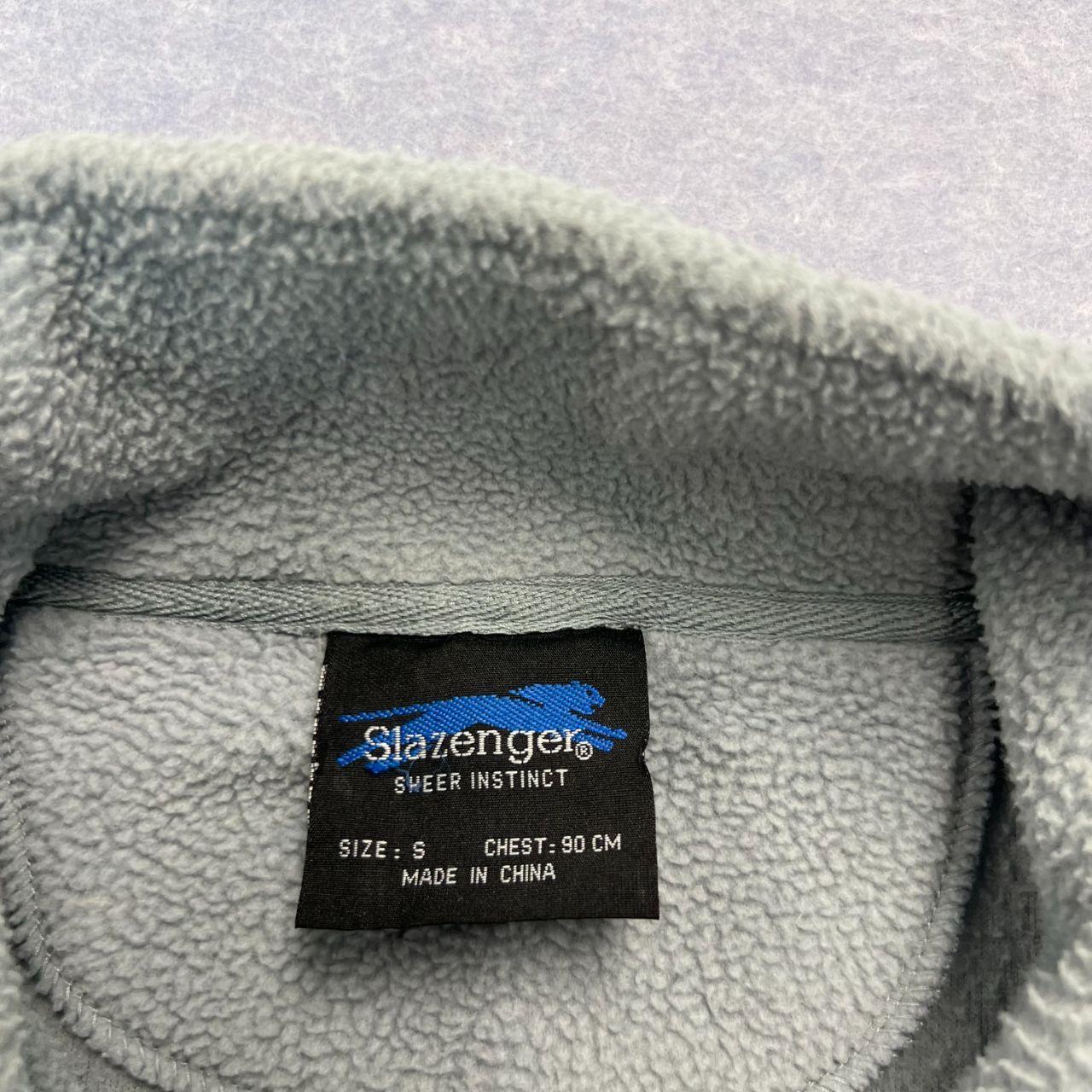 Vintage 1990s Slazenger Grey & Black 1/4 Zip Fleece Jumper Oversized Small