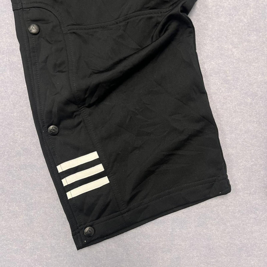 Vintage 2003 Adidas Men's Black & White Striped Baggy Streetwear Snap Button Track Pants Large