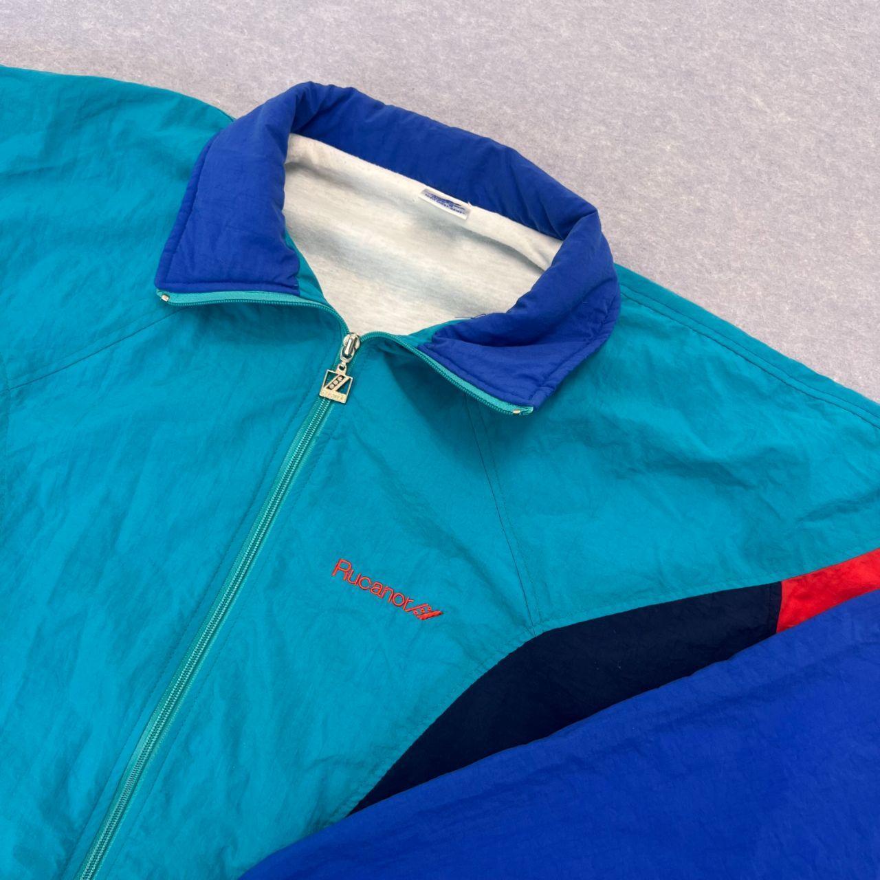 Vintage 1980s Rucanor Retro Blue Colour Block Track Jacket Skater Size 9 (XXL)