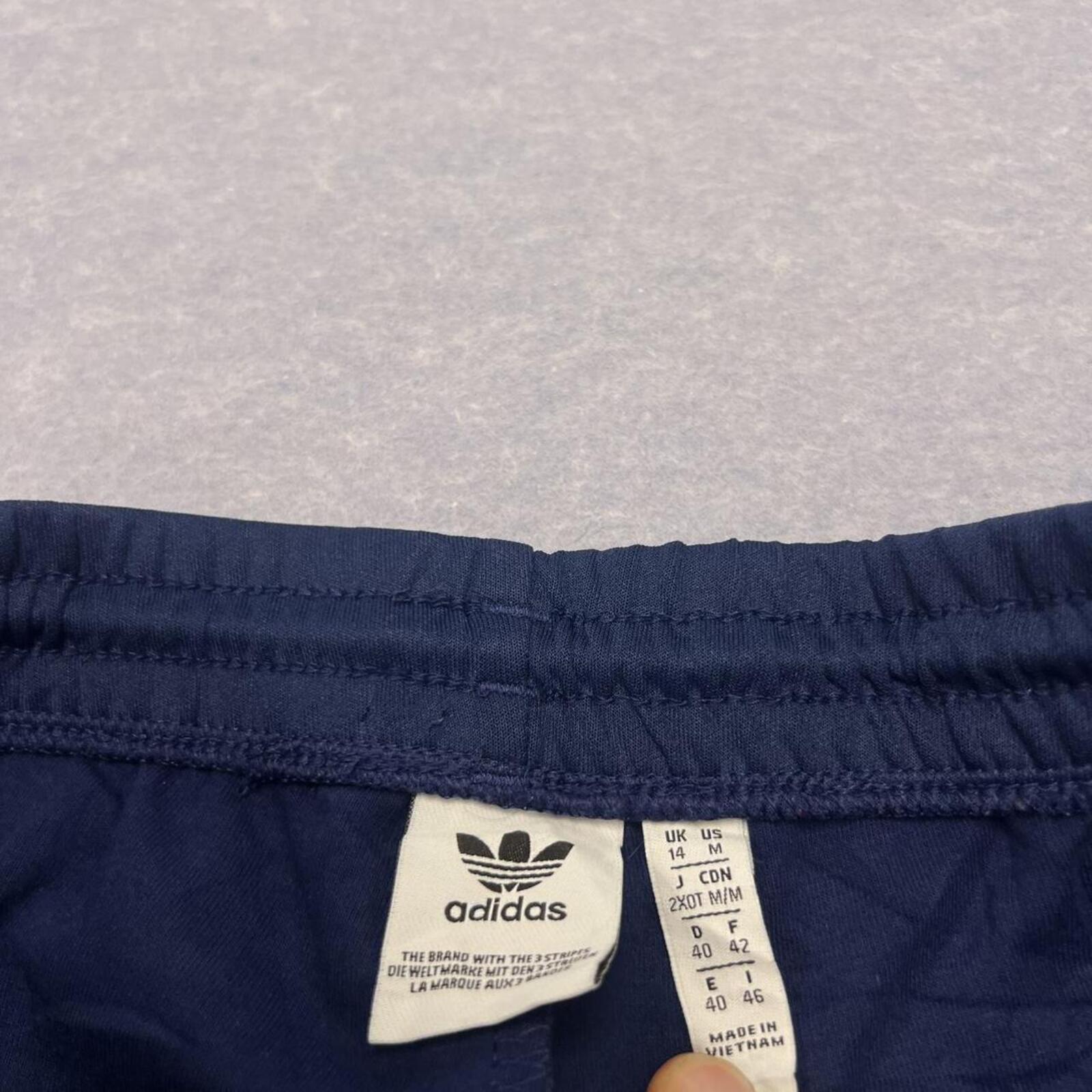 Vintage Adidas Originals Men's Navy & White Stripe Tapered Track Pants Medium