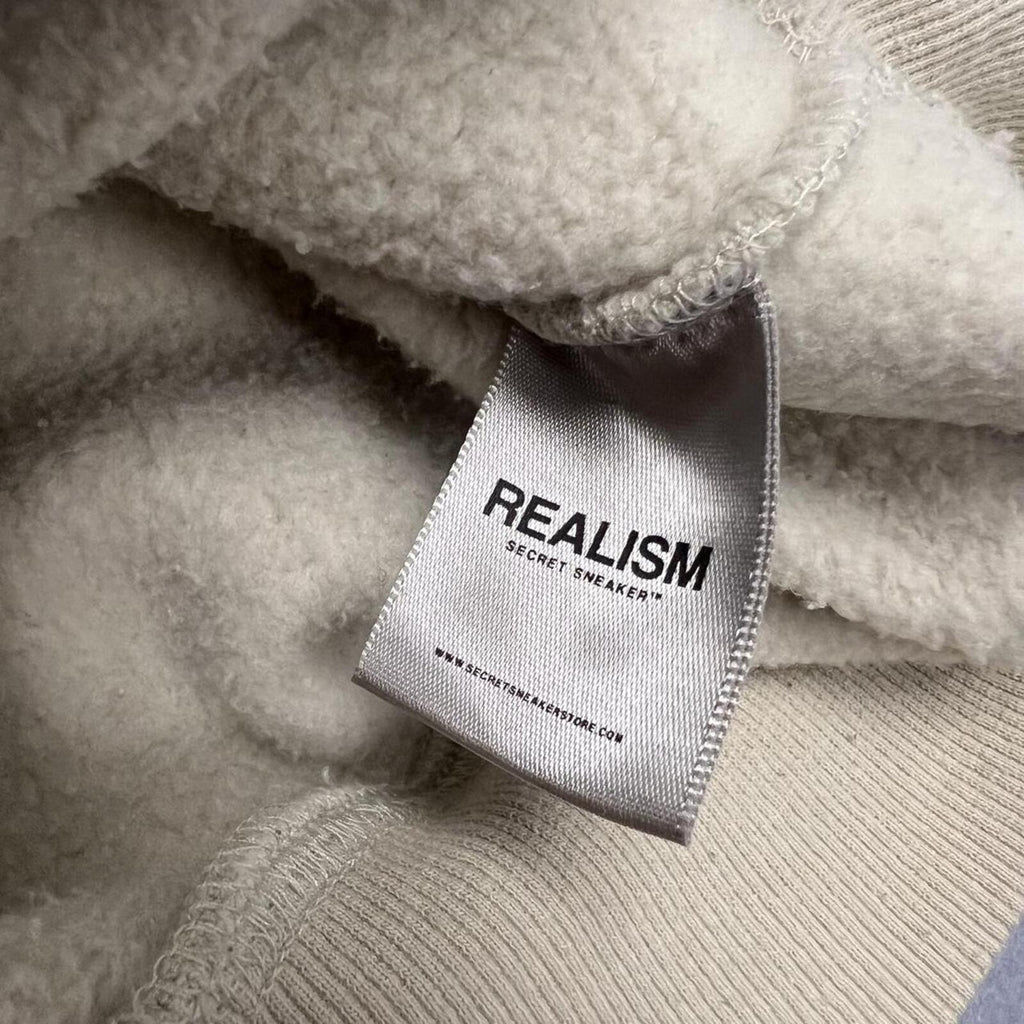 AUTHENTIC Realism Secret Sneaker Oversized Hoodie Cream Beige Streetwear Men's Large