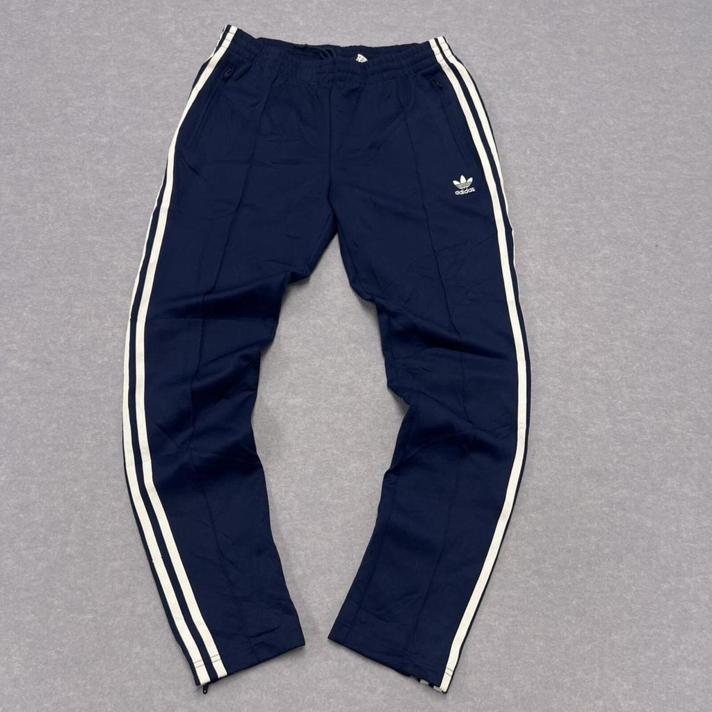 Vintage Adidas Originals Men's Navy & White Stripe Tapered Track Pants Medium