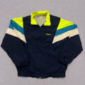 Vintage 90's Adidas Originals Men's Navy Neon Colour Block Track Jacket Large