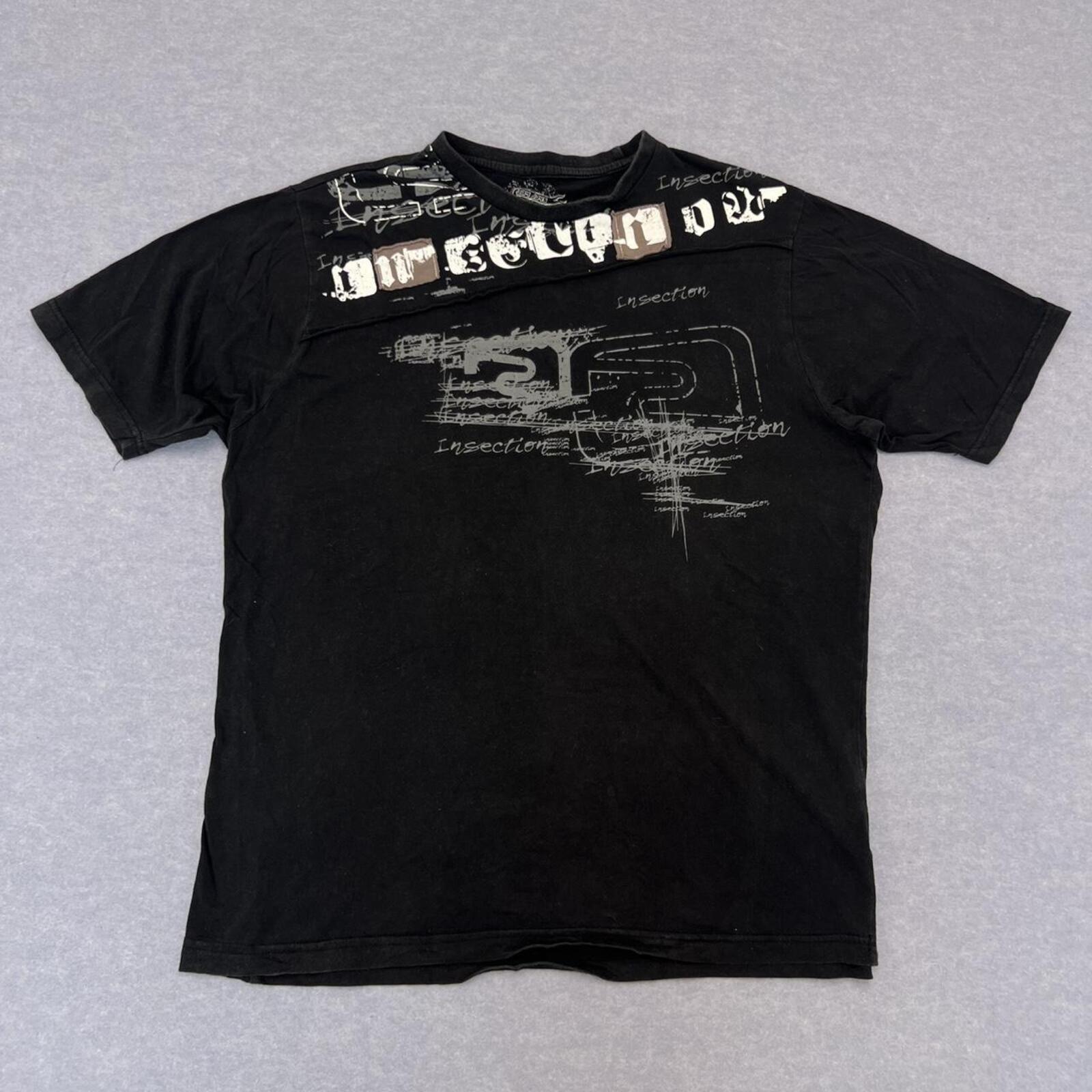 Vintage Jay Jays Men's Black Insection Graffiti Graphic Grunge Emo Tee XXL Y2K Streetwear