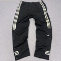 Vintage 2003 Adidas Men's Black & White Striped Baggy Streetwear Snap Button Track Pants Large
