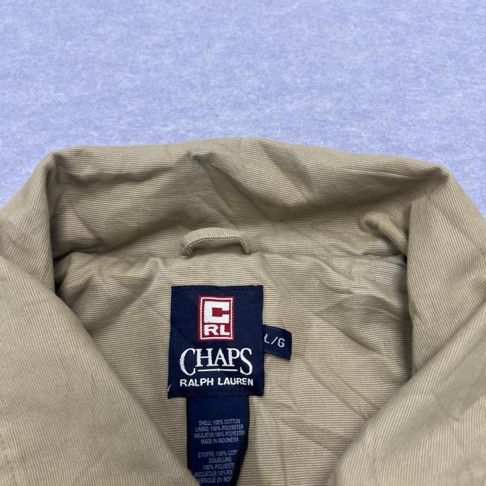 Vintage 90’s Chaps Ralph Lauren Men's Cream Beige Zip Up Field Jacket Large