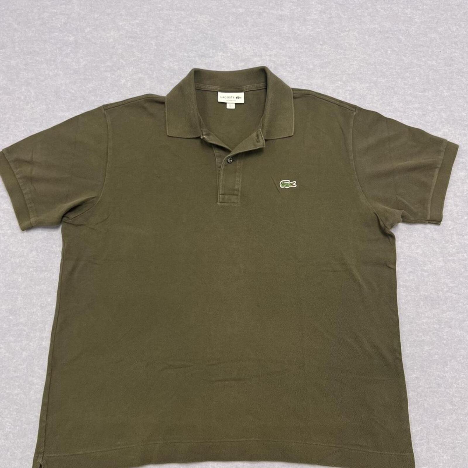 Vintage 90’s Lacoste Men’s Olive Green Dress Polo Y2K Crocodile Size 5 (Large)