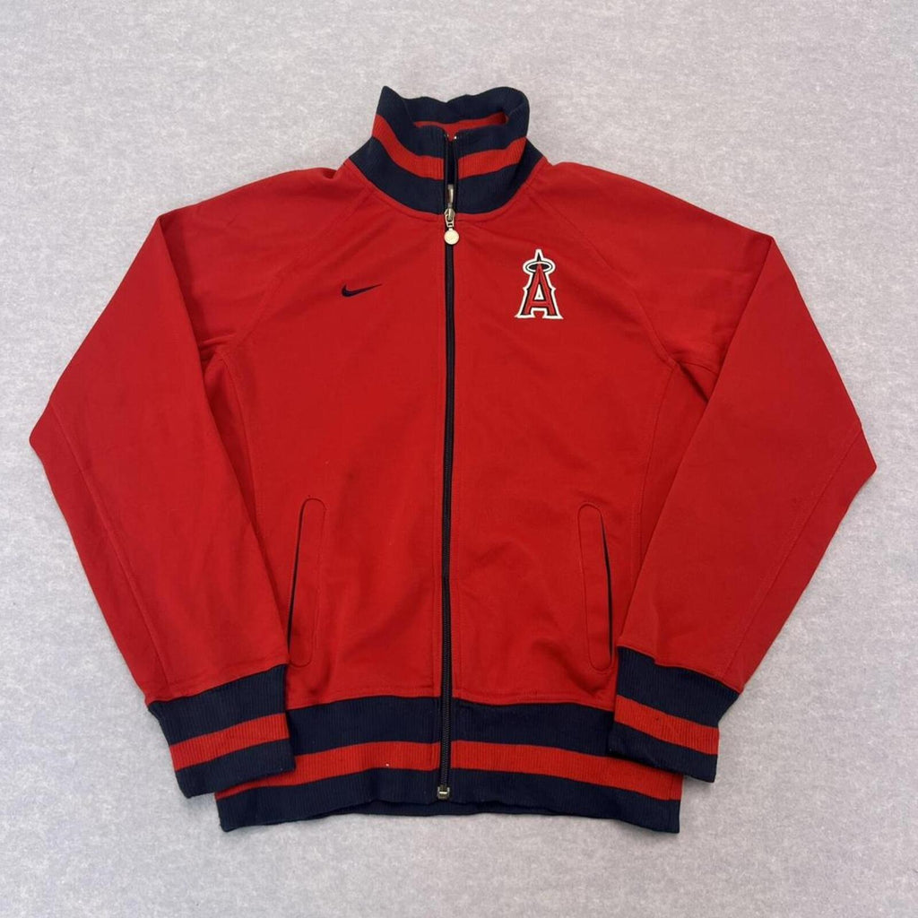 Vintage Nike Team LA Angels MLB Baseball Track Jacket Red&  Navy Mens Medium Y2K
