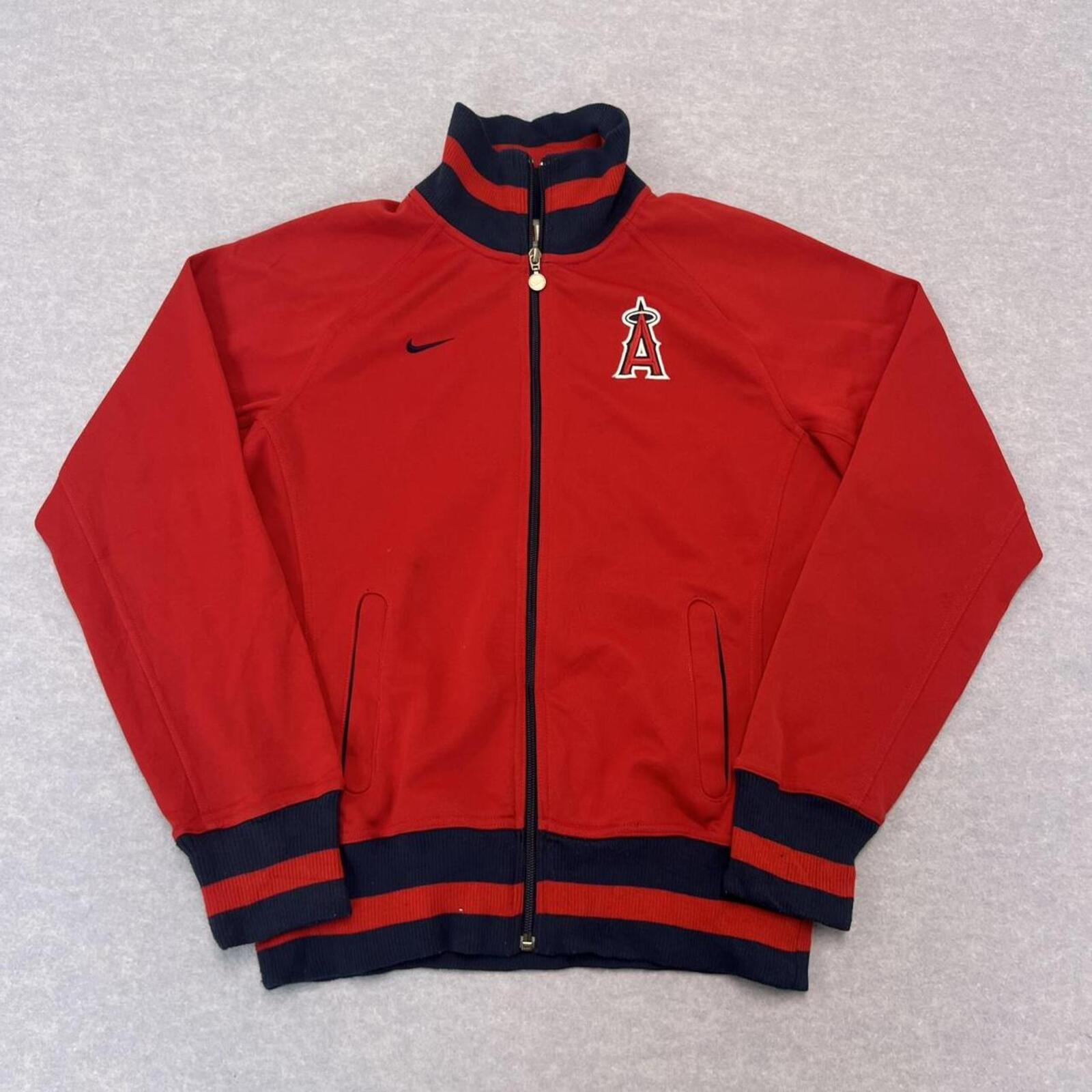 Vintage Nike Team LA Angels MLB Baseball Track Jacket Red&  Navy Mens Medium Y2K