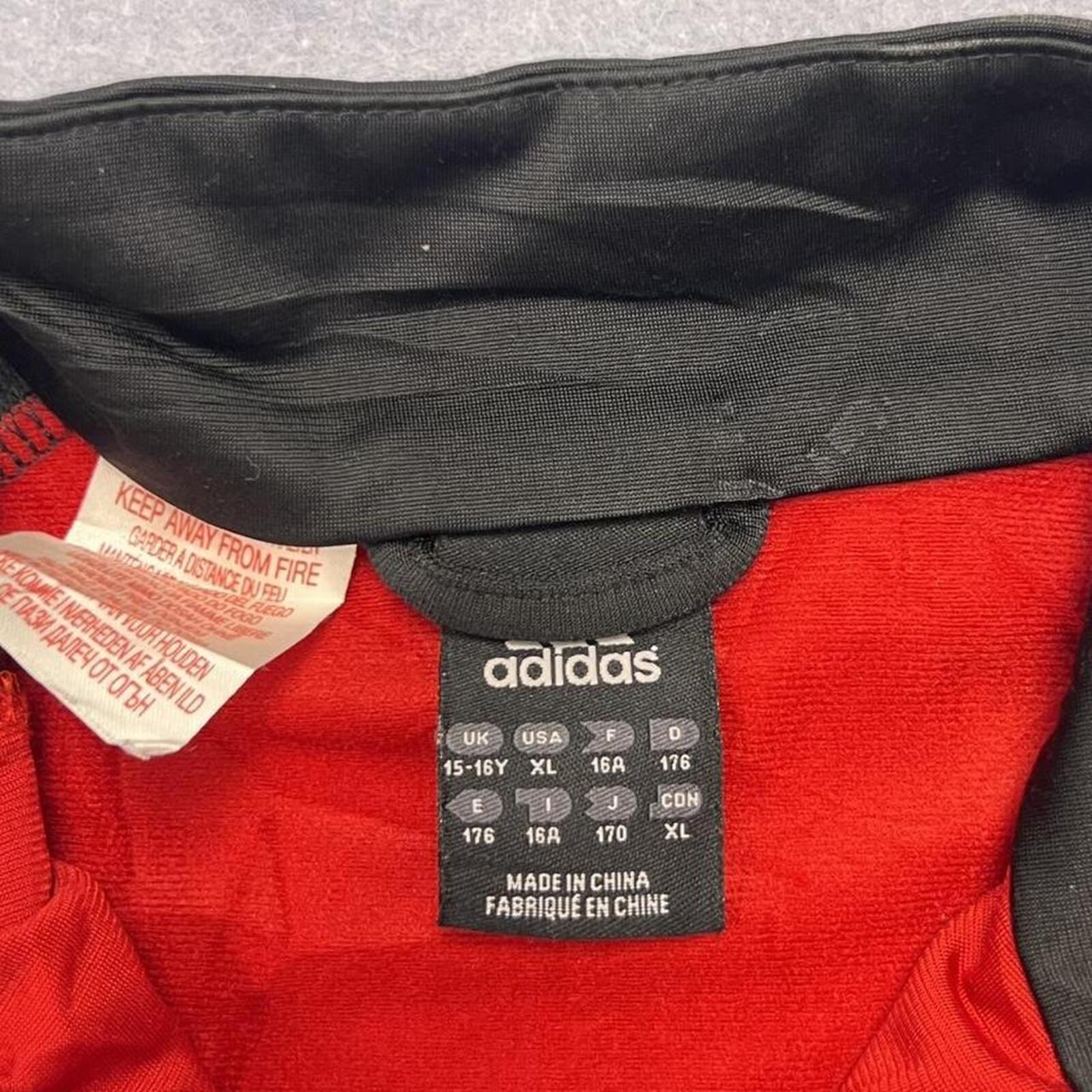 Vintage Adidas Red & Black Full Zip Retro Track Jacket Y2K Mens Small