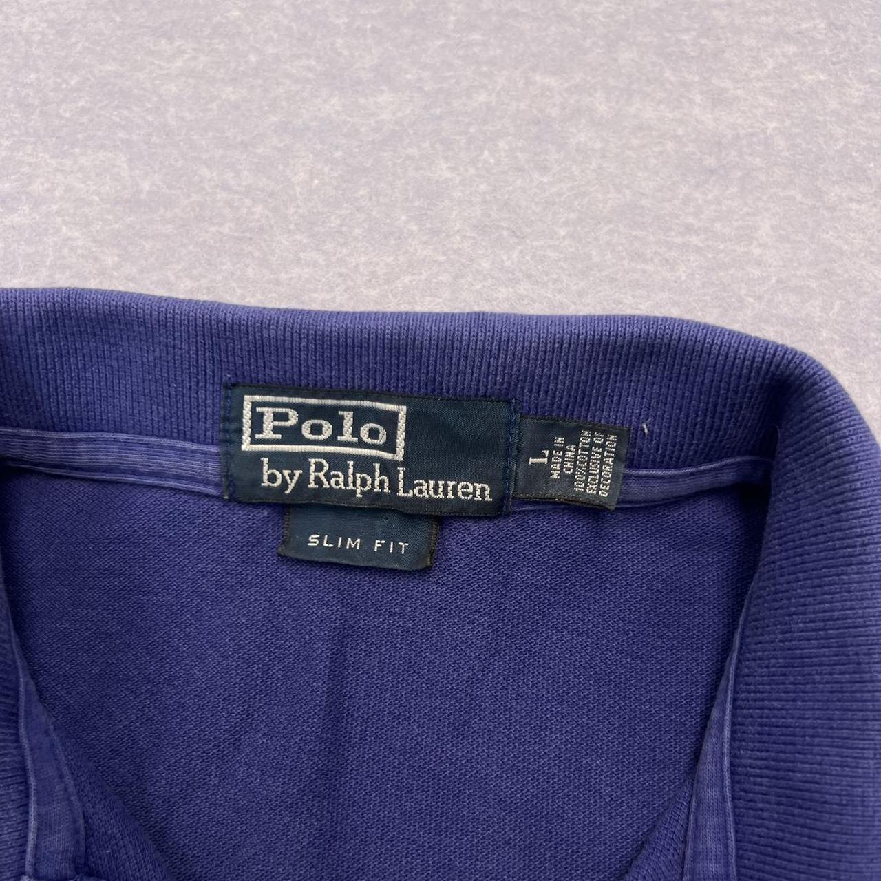 Vintage Polo Ralph Lauren Navy Blue Polo Shirt Green Pony Preppy Men’s Slim Fit Large