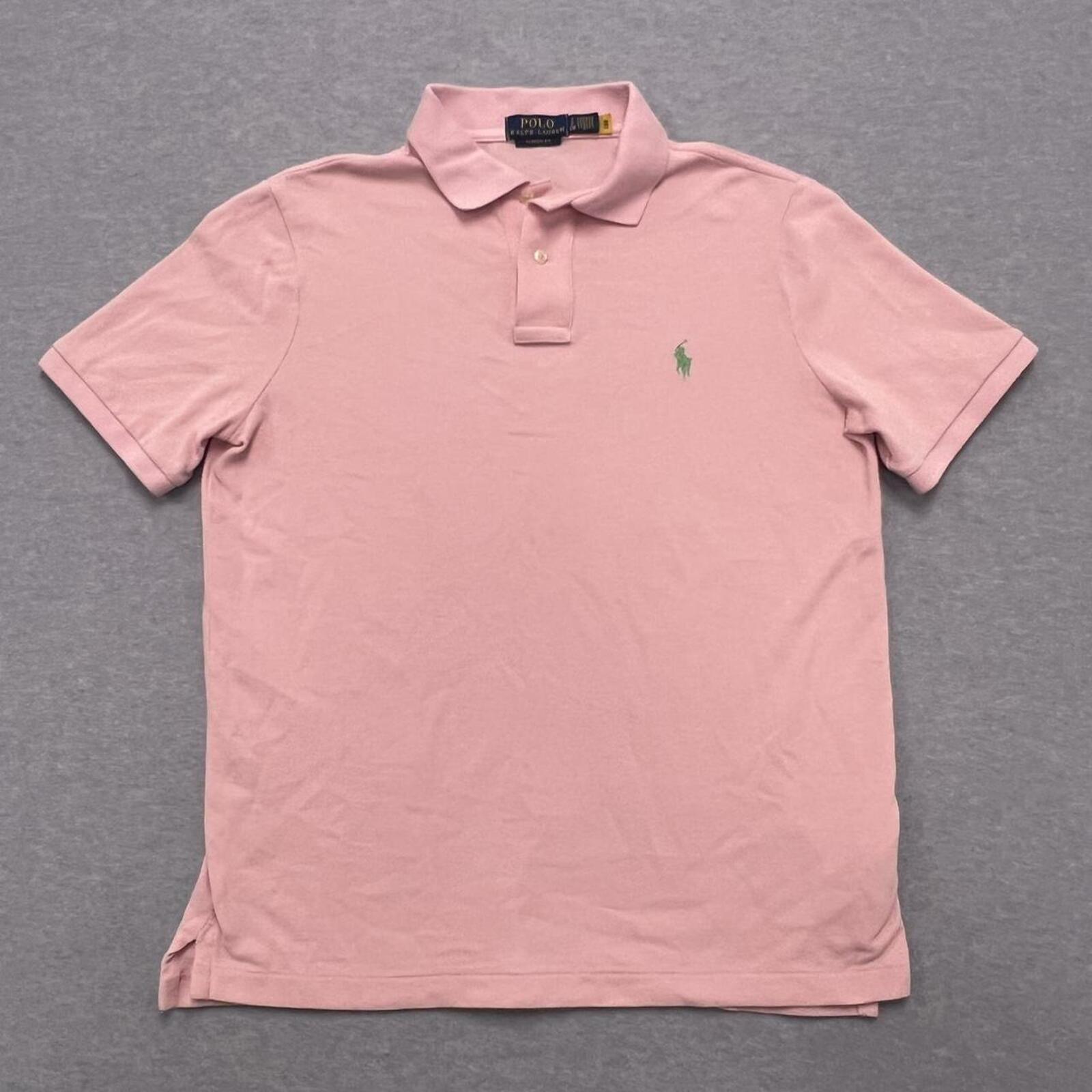 Polo Ralph Lauren Pink Preppy Polo Shirt (Green Pony) Classic Fit Men's Small