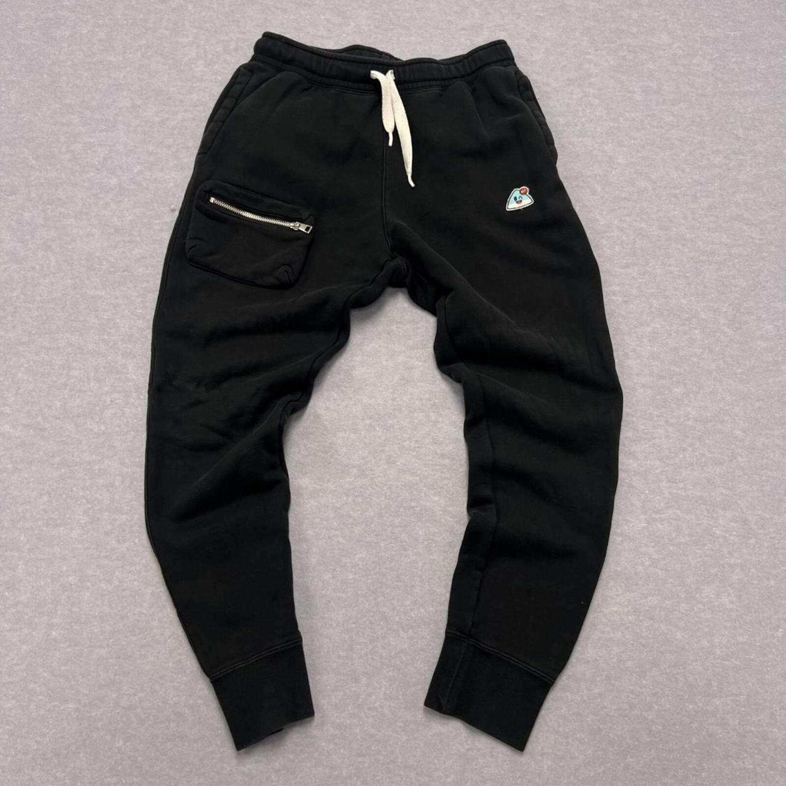 Nike Airmoji Black Zip Pocket Patch Streetwear Fleece Baggy Sweatpants Men's Medium