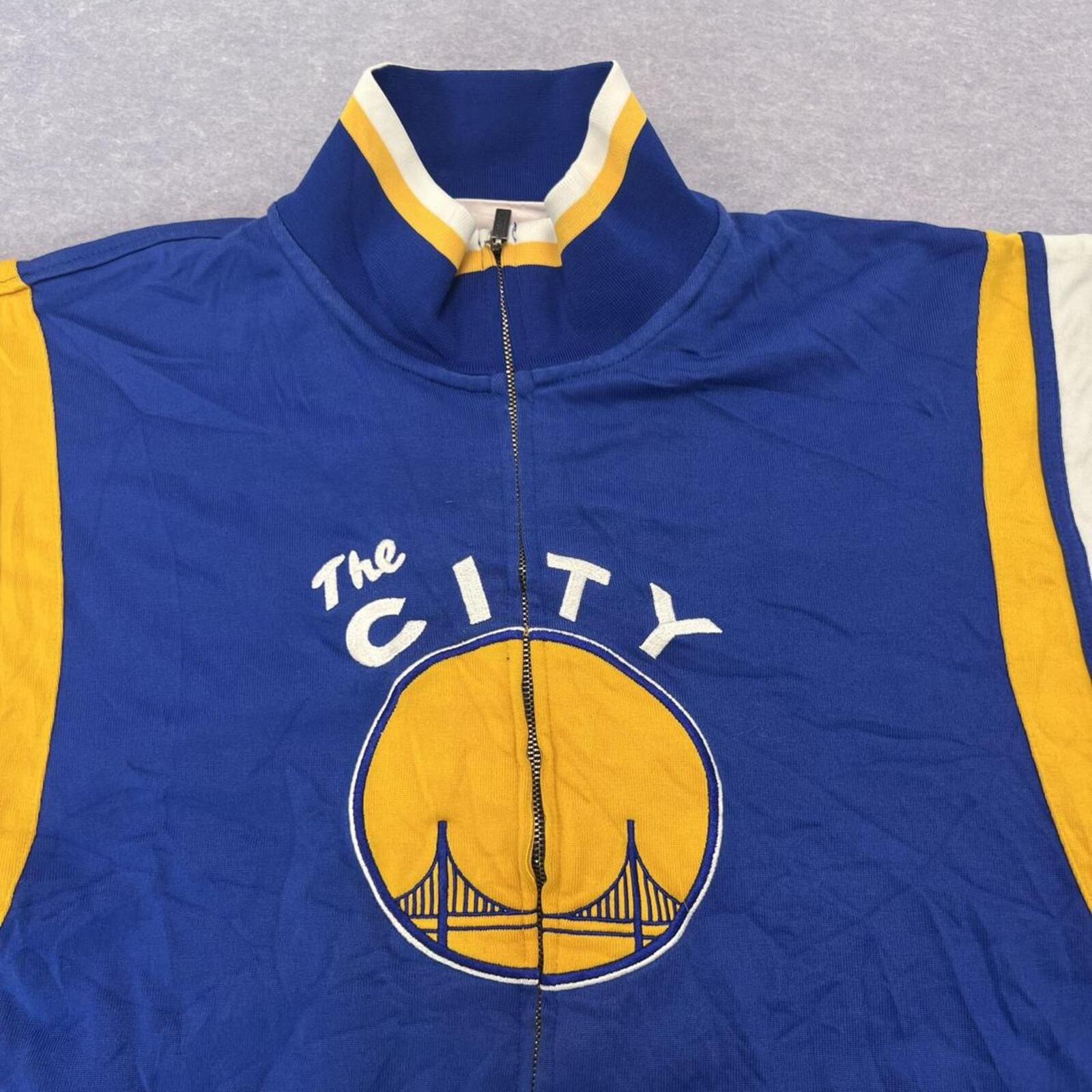 Vintage Mitchell & Ness NBA San Francisco Warriors Golden State The City Retro Full Zip Track Jacket Large