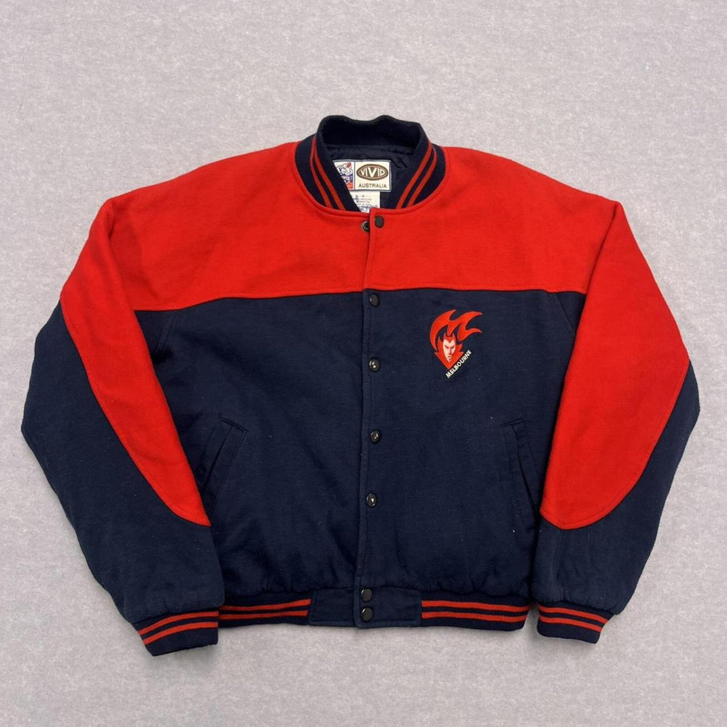 Vintage 90’s Melbourne Demons AFL VIVID Varsity Bomber Jacket Y2K Women's 8