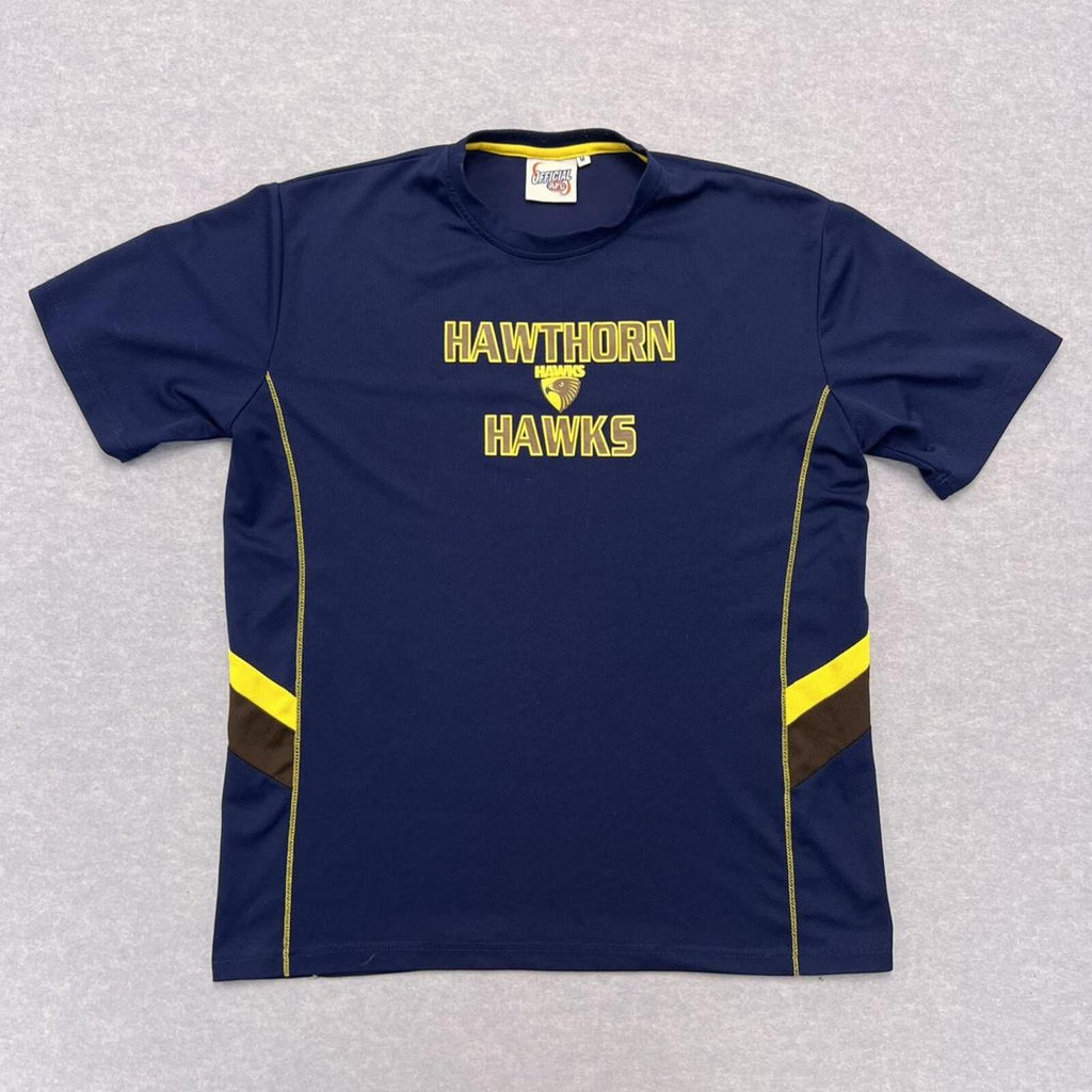 Vintage Hawthorn Hawks Official AFL Men's Navy Training Tee Shirt Medium