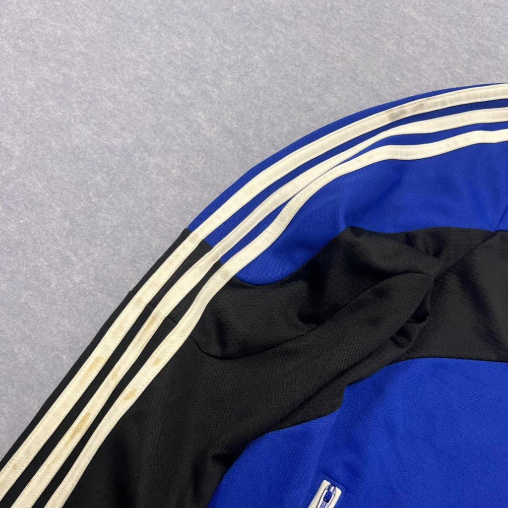 Vintage Adidas Climacool Men's Royal Blue & Black Striped Y2K Track Jacket Small