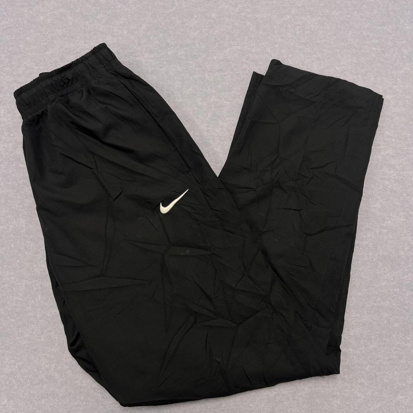 Vintage Nike Men's Black Baggy Streetwear Parachute Track Pants Y2K Small