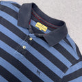 Vintage Rodd & Gunn Men’s Navy & Blue Striped Polo (Navy Dog) Preppy Large