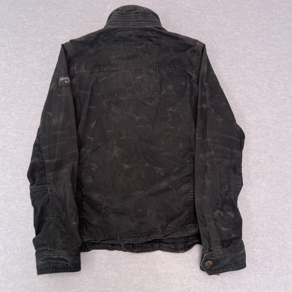 Vintage Abercrombie & Fitch Mens Charcoal Grey / Black Sun Faded Heavyweight Sentinel Military Jacket XL