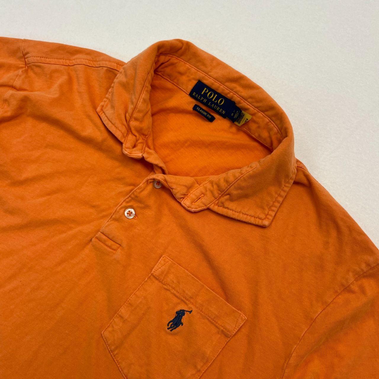 Vintage Polo Ralph Lauren Men’s Orange Preppy Pocket Polo Linen/Cotton Large
