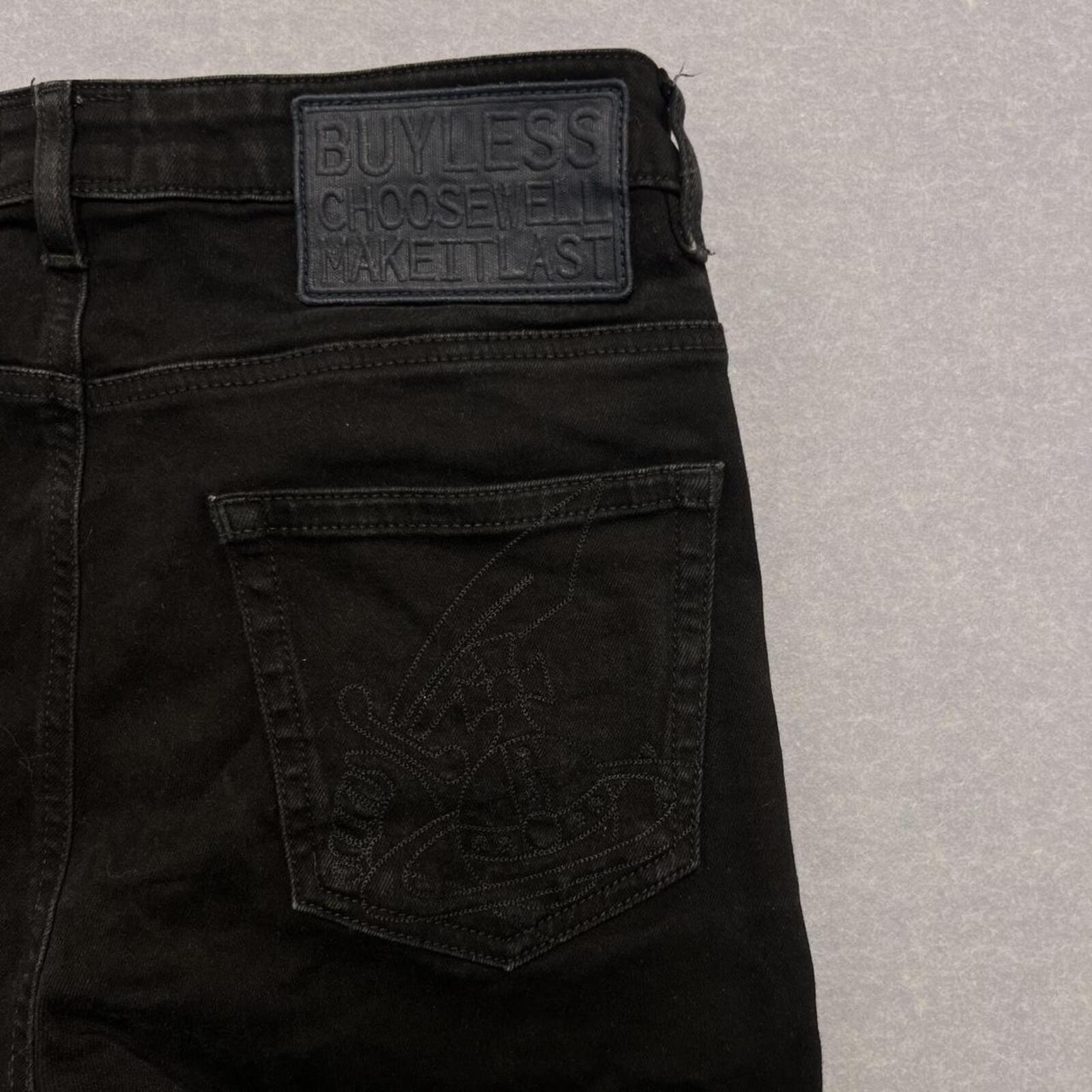 Vivienne Westwood Anglomania Men’s Black Embroidered Designer Slim Jeans Man W30