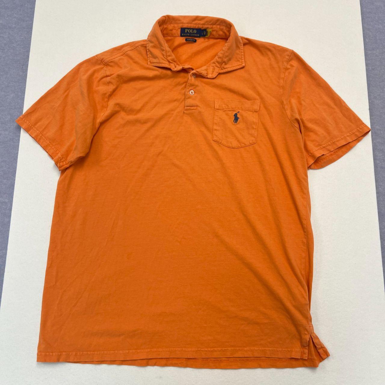 Vintage Polo Ralph Lauren Men’s Orange Preppy Pocket Polo Linen/Cotton Large