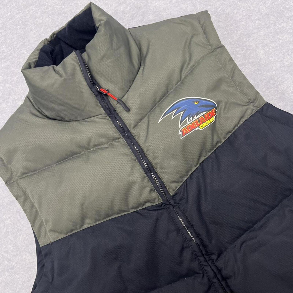 Adelaide Crows Official AFL Men's Feather Down Puffer Vest Navy & Grey Medium