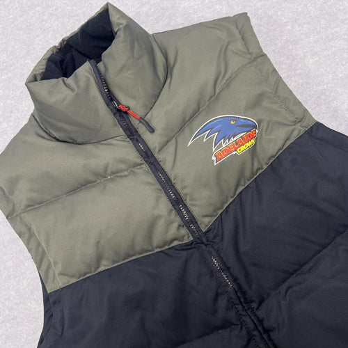 Adelaide Crows Official AFL Men's Feather Down Puffer Vest Navy & Grey Medium