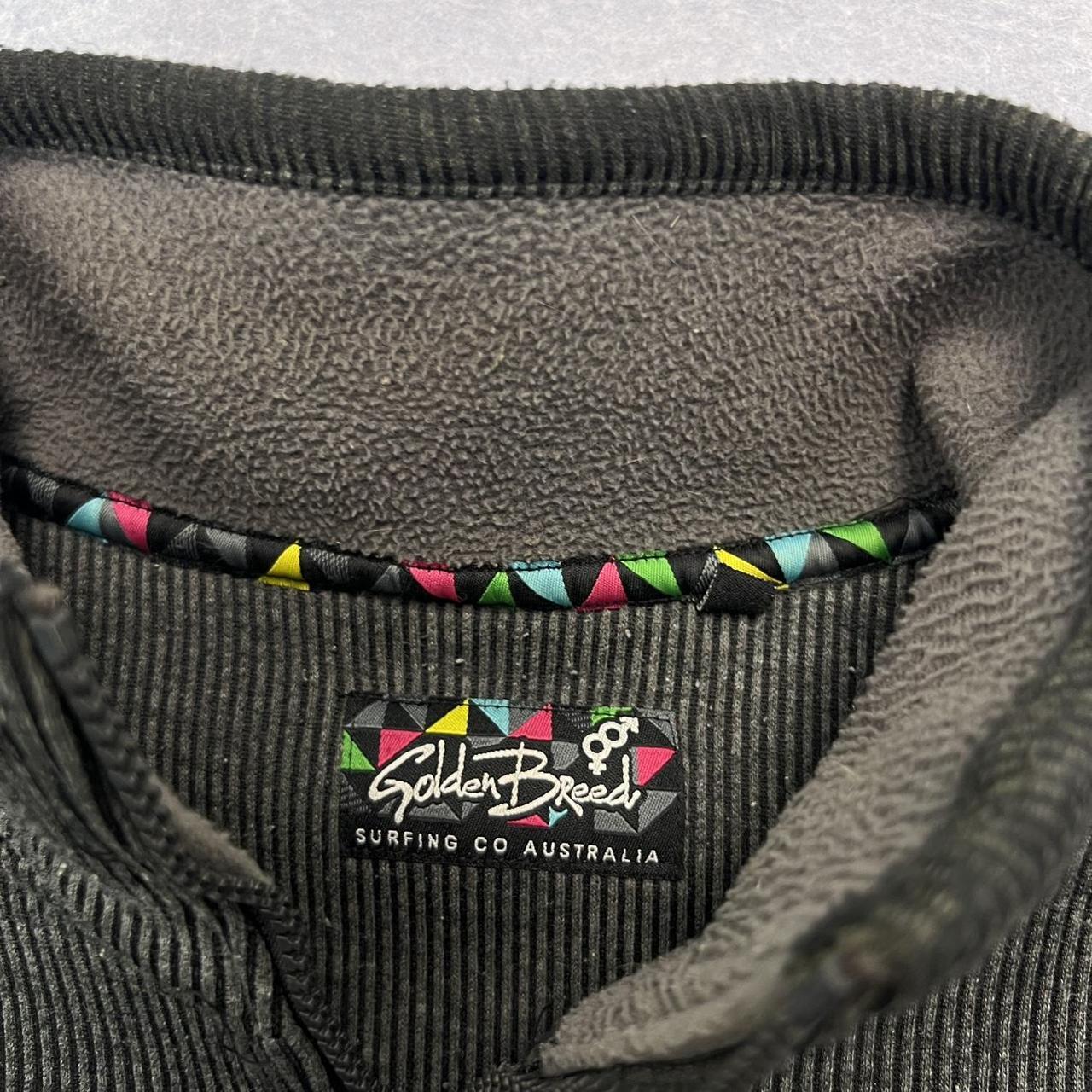 Vintage Golden Breed Surf Charcoal Corduroy 1/4 Zip Fleece Jumper Oversize Small