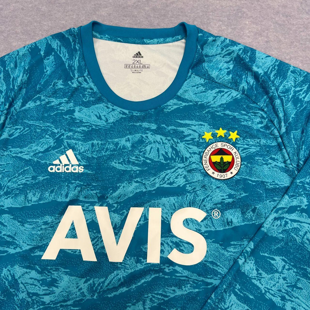 Adidas Fenerbahce 2019-20 Goalkeeper Jersey Blue Teal Camo Long Sleeve Mens 2XL