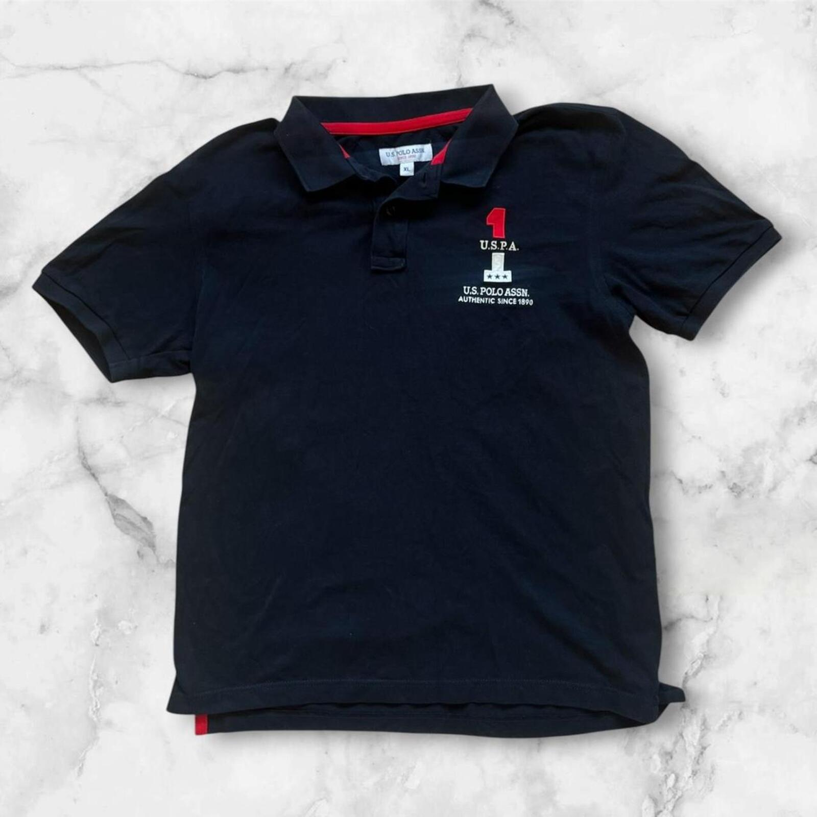 Vintage U.S. Polo Assn. “Team USPA” Embroidered Flag Polo Black  No.1 Y2K Men’s XL