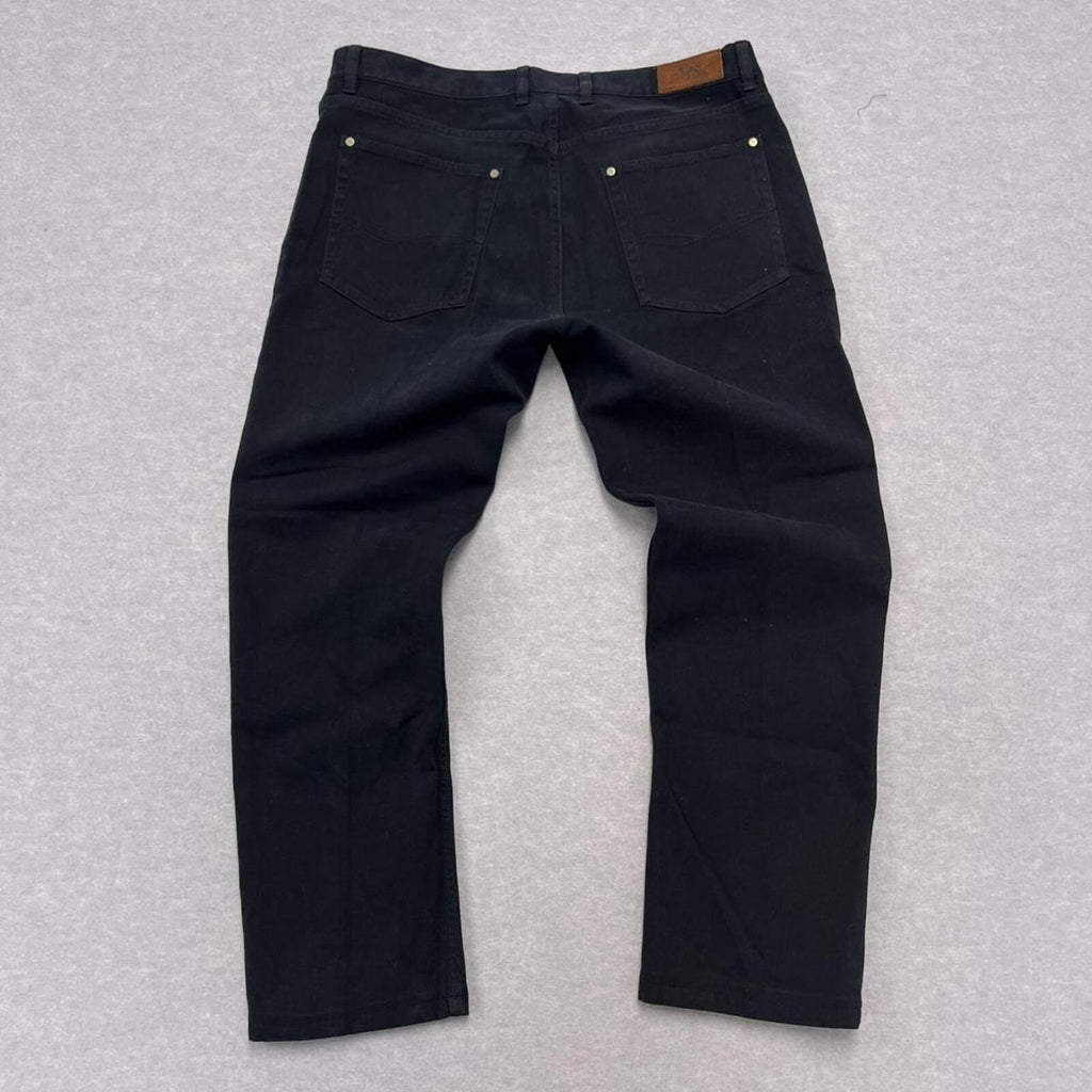 Rodd & Gunn Jeans VJ355 Straight Fit Navy Leather Trim Mens 36L